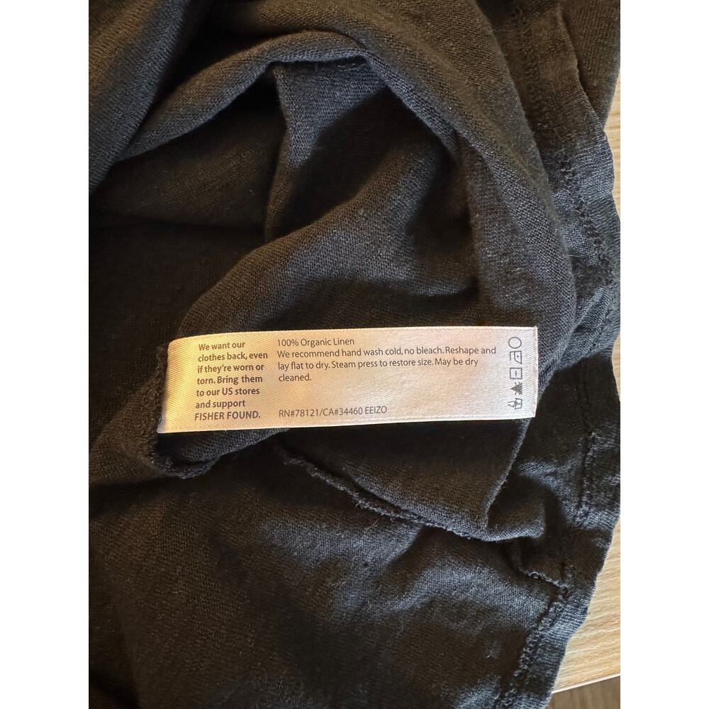 Eileen Fisher Black Organic Linen Tank Medium Minimalist Scoop Neck Layer - Picture 7 of 7